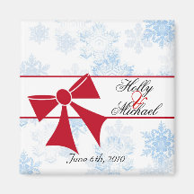winter wedding save the date red  fancy classy refrigerator magnet