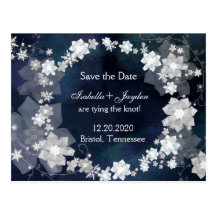 Winter Wedding Wreath Save the Date Postcards
