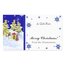 Winter Whimsy Cute Penguin Babies in Snow Star Rectangle Sticker