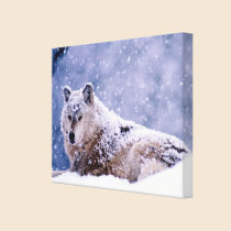 Winter Wolf Resting Canvas Print canvas prints