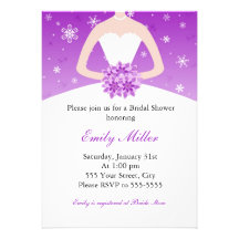 Winter Wonderland Bridal Shower Purple Invitation