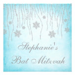 Winter Wonderland Diamond Snowflakes Bat Mitzvah Personalized Invites