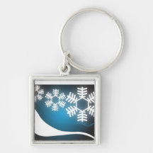 Winter Wonderland Snowflake Background Key Chains