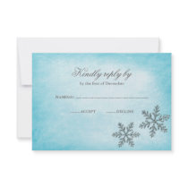 Winter Wonderland Sparkle Snowflakes Teal RSVP Custom Announcement
