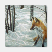 Winter woods, Fox Magnet