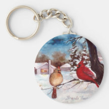 Winters Serenity Cardinal Keychain