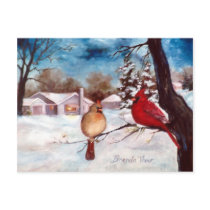 Winters Serenity Cardinal Postcard