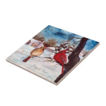 Winter's Serenity Cardinal Tile