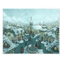 wintertown holiday art photo print