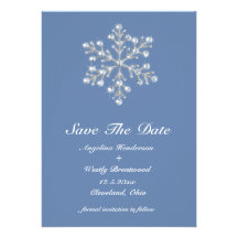 Wintery Crystal Snowflake Save the Date Personalized Announcement