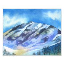 Wintery Mountain - Landscape Art Print Photo Art