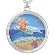 Wipe Out Cancer Angel Silver Necklace
