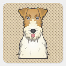 Wire Fox Terrier Cartoon Square Sticker