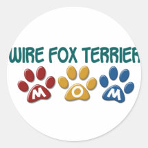 WIRE FOX TERRIER Mom Paw Print 1 Round Stickers