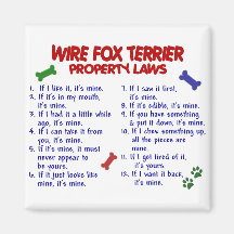 WIRE FOX TERRIER Property Laws 2 Fridge Magnets