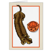 Wirehaired Dachshund Halloween Card