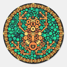 Wireless Frog, Colour Perception Test, Black Round Sticker