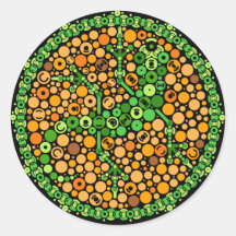Wireless Gecko, Colour Perception Test, Black Round Stickers