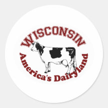 Wisconsin America's Dairyland Round Stickers