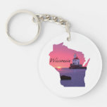 Wisconsin Lighthouse Key Chain Round Acrylic Key Chains