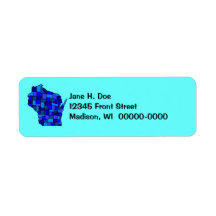 Wisconsin State Map Shape WI Return Address Label