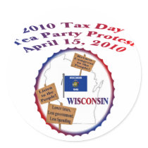Wisconsin Tax Day Tea Party Protest Stickers