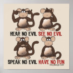 Wise Monkeys Humour Print