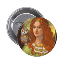 Wise Ones- Celtic Owl and Lady Button