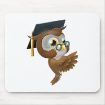 Wise Owl Pointing Sign Mousepads
