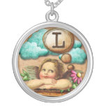 wishful thinking angel cherub initial letter L necklaces