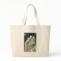 Wishing You Christmas Cheer Kids, Dog on Stairwell Tote Bag