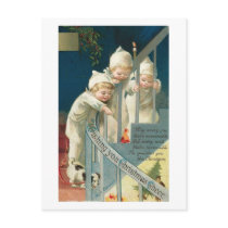 Wishing You Christmas Cheer Kids, Dog on Stairwell