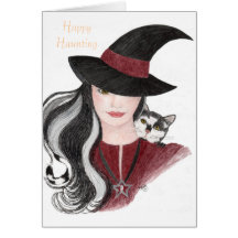 Witch and Cat Greeting Cards