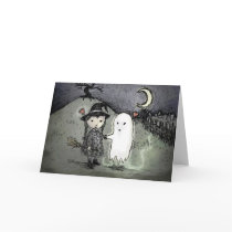 Witch and Ghost in Love Card
