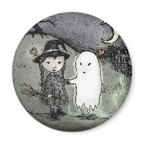 Witch and Ghost in Love Magnet