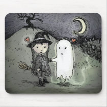 Witch and Ghost in Love Mouse Pads