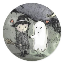 Witch and Ghost in Love Sticker