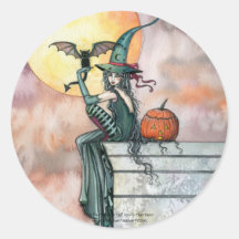 Witch Cat Halloween Stickers by Molly Harrison