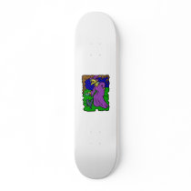 Witch feeding black cat custom skate board