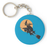 Witch Flying Halloween Keychain