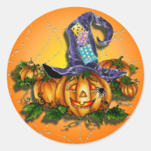 WITCH HAT, JACK & SPIDER  by SHARON SHARPE Sticker