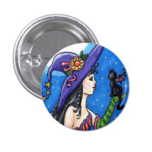 "Witch & Her Bat-Cats" Button