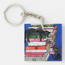 "Witch & Her Bat-Cats"  Key Chain