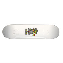 Witch holding red apple skateboard