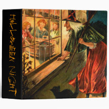 Witch Looking Through Window 3 Ring Binders