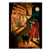 Witch Looking Through Window Cards
