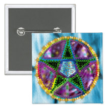 Witch Pentagram Pinback Buttons