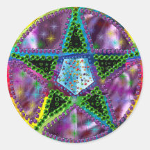 Witch Pentagram Round Stickers