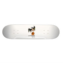Witch playing pumpkin volley ball skate decks