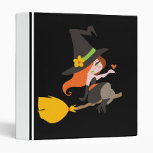 Witch Riding a Broomstick 3 Ring Binders